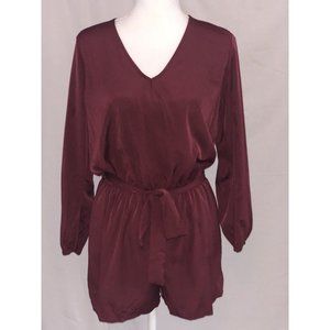 Honey Bunch ~ Long Sleeve Romper~ Burgundy Open Back  ~ Size Large ~ Very Cute!
